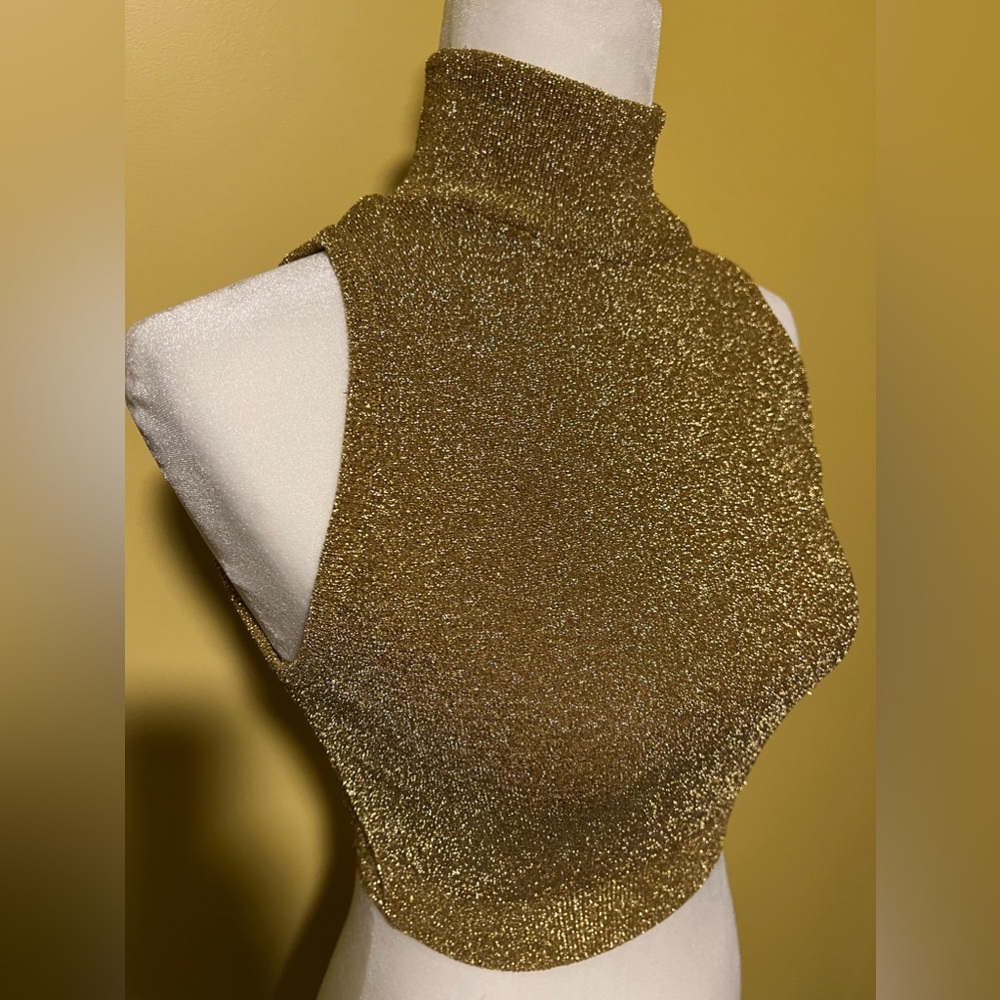 Vintage Loucas gold metallic crop top-80s